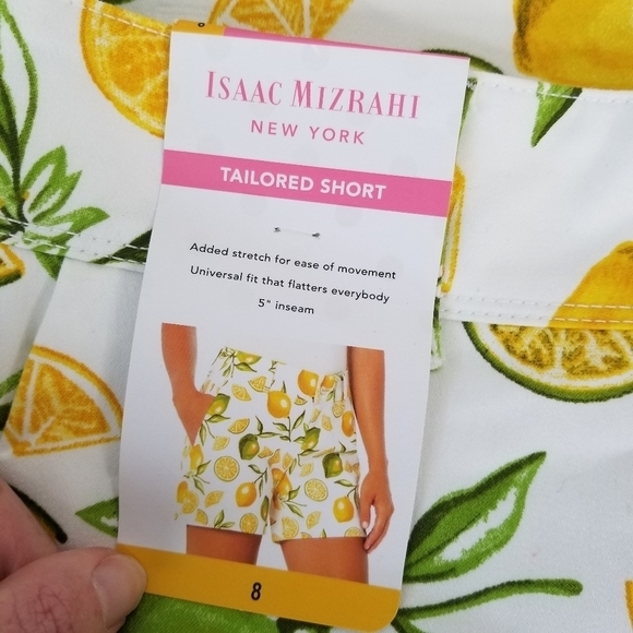 NWT Isaac Mizrahi NY 5" Inseam Stretch Tailored Trouser Shorts Lemon Lime Size 8 - Picture 4 of 11